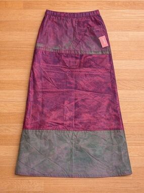 Two-Tone Satin Maxi Skirt in Berry